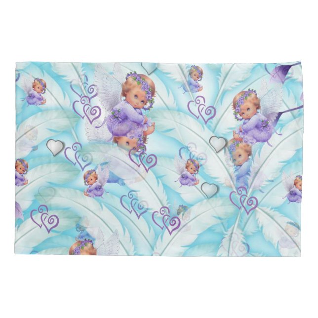 Pillow Case Floral Feathers Baby Angel (Back)