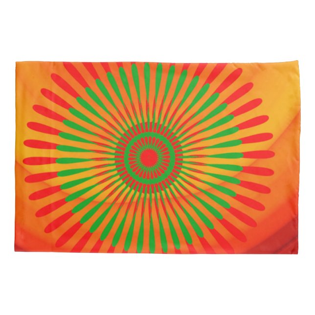 Pillow Case Green Red Circular (Back)