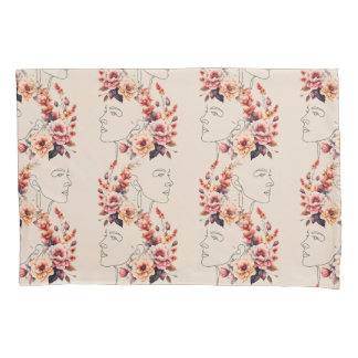 PILLOW CASE LADY FACE OUTLINE IN FLOWERS