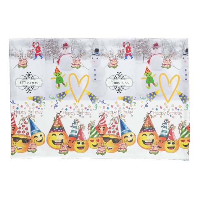 Pillow Case Merry Christmas Happy Birthday (Front)