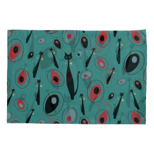 Pillow Case   MidCentury Modern Atomic Cats