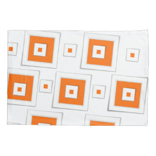 Pillow Case Orange and White Squares