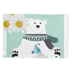 Pillow Case Polar Bear Fish Daisy Floral 