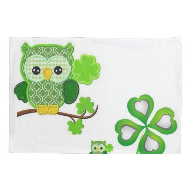 Pillow Case St. Patrick's Day Owl (Back)