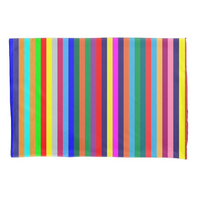 Pillow Case Stripe Bright Colourful  (Front)