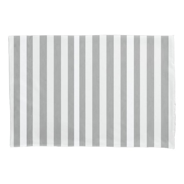 Pillow Case Stripe White and Grey (Front)