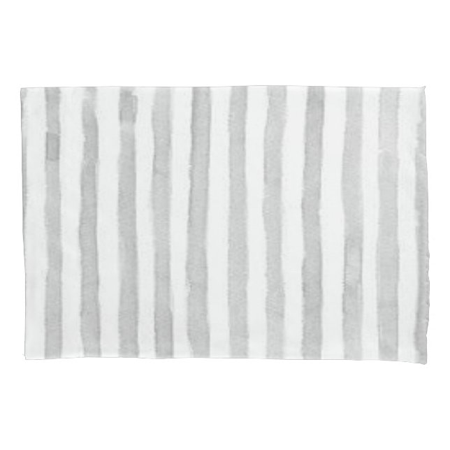 Pillow Case Stripe White and Grey (Front)