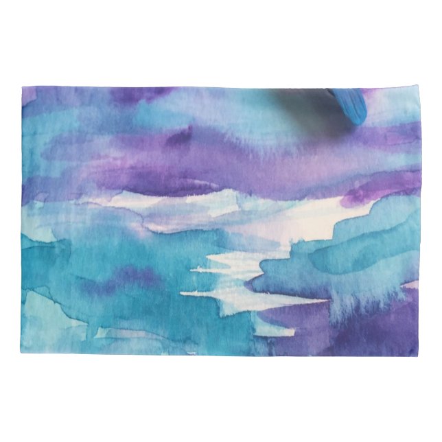 Pillow Case Watercolor Blue (Back)