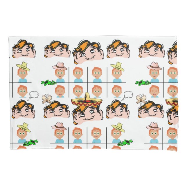 Pillow Case White Funny Faces Expressions  (Front)