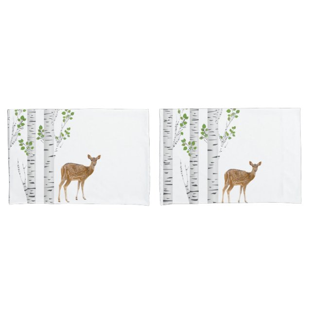 Pillow Cases Deer Doe Buck Forest Woodland Hunting (Front-Set)