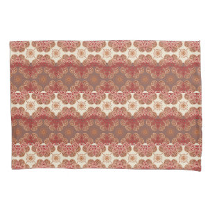 Pillow cases red, brown, cream