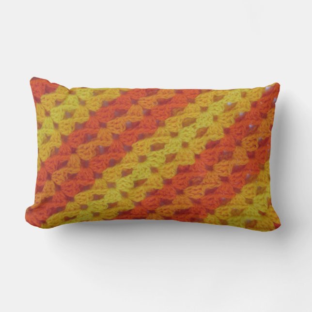 Pillow - Crochet - Orange and Yellow Shells (Front)