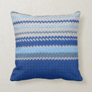 Pillow - Crochet pattern - blue stripes
