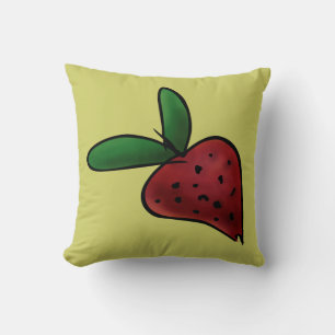 Pillow, Cute Painted Strawberry Illustration Cushion