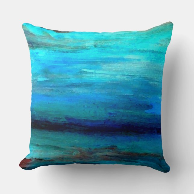 Pillow Decor Turquoise Ocean Sea Waves Seashore (Front)