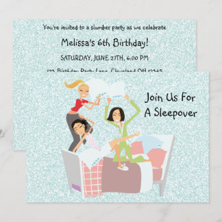 Pillow Fight Sleepover Invitation