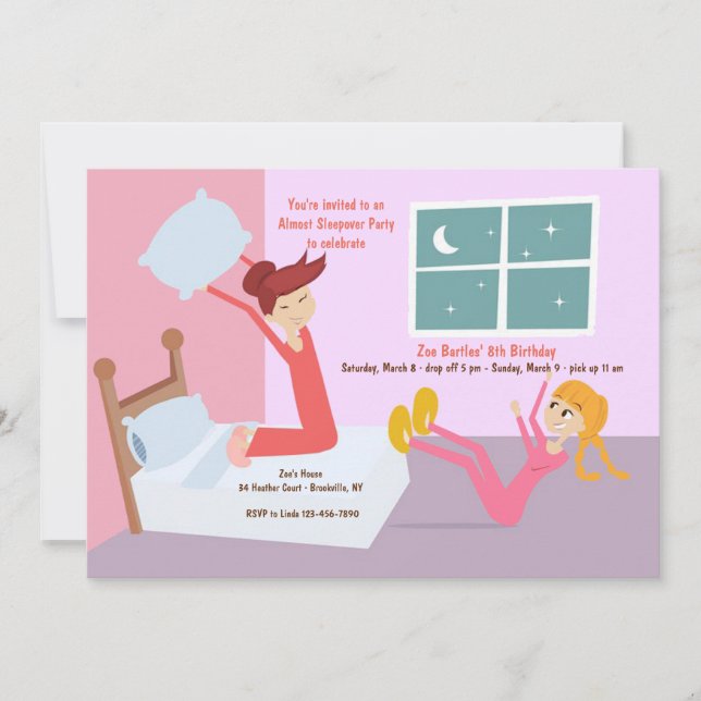 Pillow Fight Slumber Party Invitation (Front)