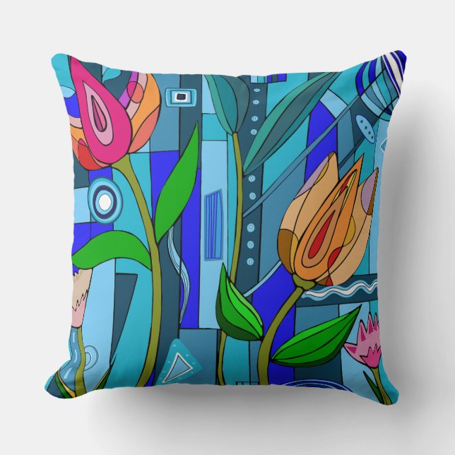 Pillow Flower art mosaic home decor modern  (Front)