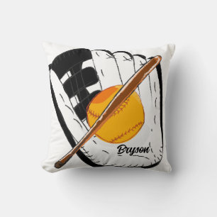Pillow for Boys Room with Baseball Design