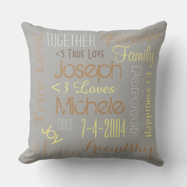 Pillow Forever Love Personalised Names and Date (Front)