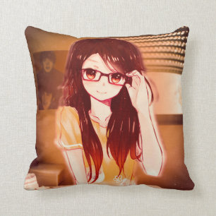 Pillow girl in her casual bedroom