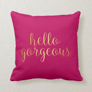Pillow - Gold Hello Gorgeous Dark Pink
