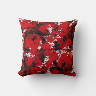 Pillow in modern abstract style, black, red & whit