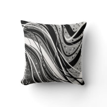 Pillow in modern abstract style, black, white