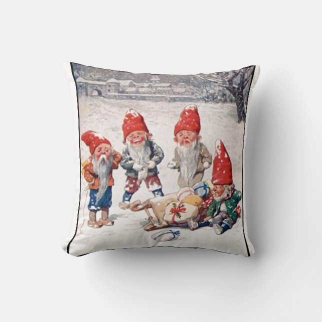 Pillow, Laughing Elves, Gifts, and Snow Cushion (Front)