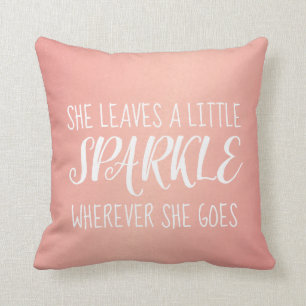 Pillow - Leaves Sparkle Confetti Pink