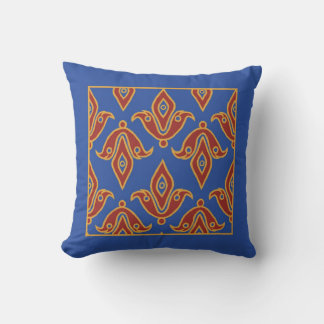 Pillow, Maroon, Blue, Gold, Fleur de Lys Pattern Cushion
