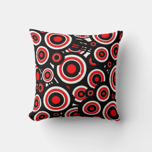 Pillow modern black, white & red with circles