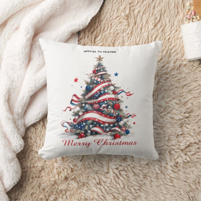 PILLOW: Patriotic Xmas Tree ATH1 with origin ed Cushion (Blanket)