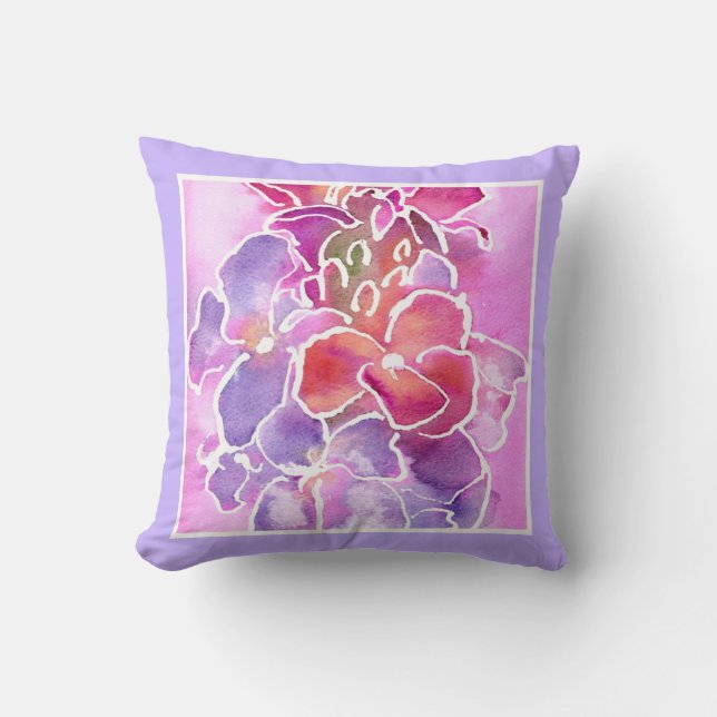 Pillow, Pink, Mauve, Blue Wallflowers Cushion (Front)
