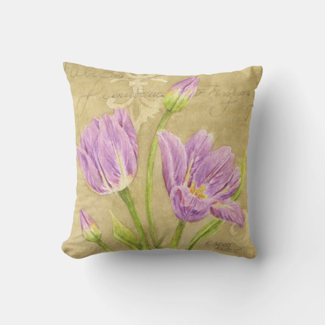 Pillow Purple Tulips Garden Notes (Front)