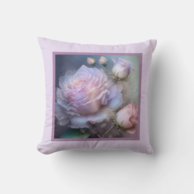 Pillow - romantic floral, rose flower, pink rose (Front)