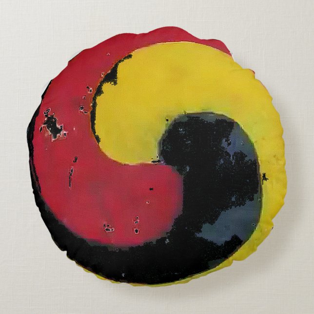 PILLOW ROUND - KOREAN YIN YANG - VINTAGE & MODERN (Back)