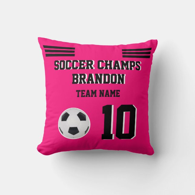 pillow soccer fuchia black personalised sport gol (Front)