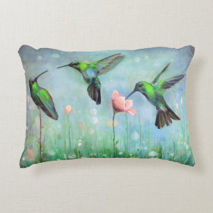 Pillow Springtime Hummingbirds in Dandelion Field