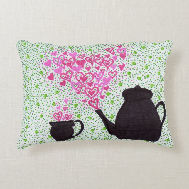 Pillow - Teapot and Hearts (Front)