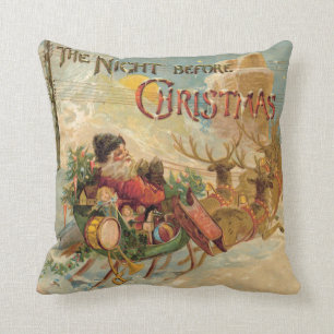 Pillow "The Night before Christmas" Santa Sleigh