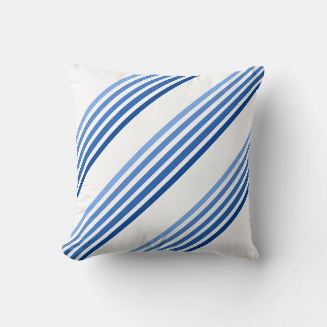 Pillow -Three Groups of Blue lines in Five Shades (Front)