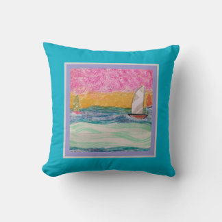 Pillow - Three Sailboats Pink Sky