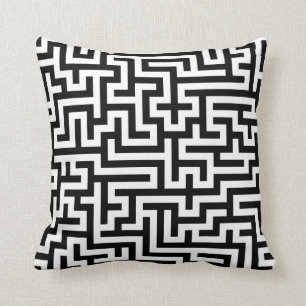Pillow with Black Maze Pattern