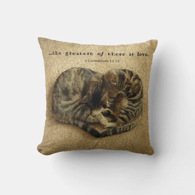 Pillow with cats in the shape of a heart. (Front)
