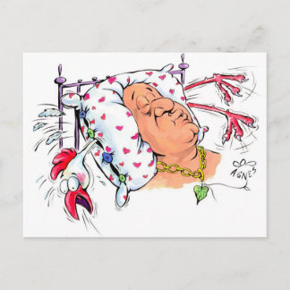 Pillow With Chicken Feathers? Postcard