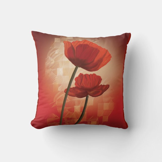 Pillow with China Poppy (Front)