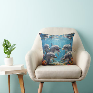 Pillow with dolphins.