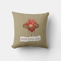 Pillow with motivational phrase 'Jesus Loves You'