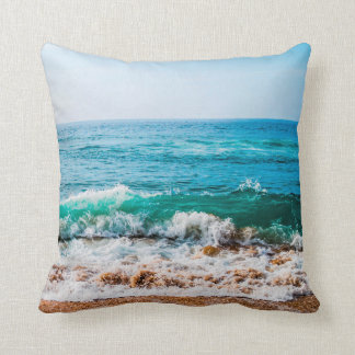 Pillow with ocean waves print